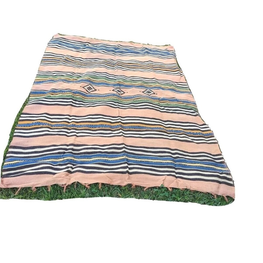 Vintage Geometric Flatweave Tribal Kilim Handmade Native Wool Crisp Rug Tapestry